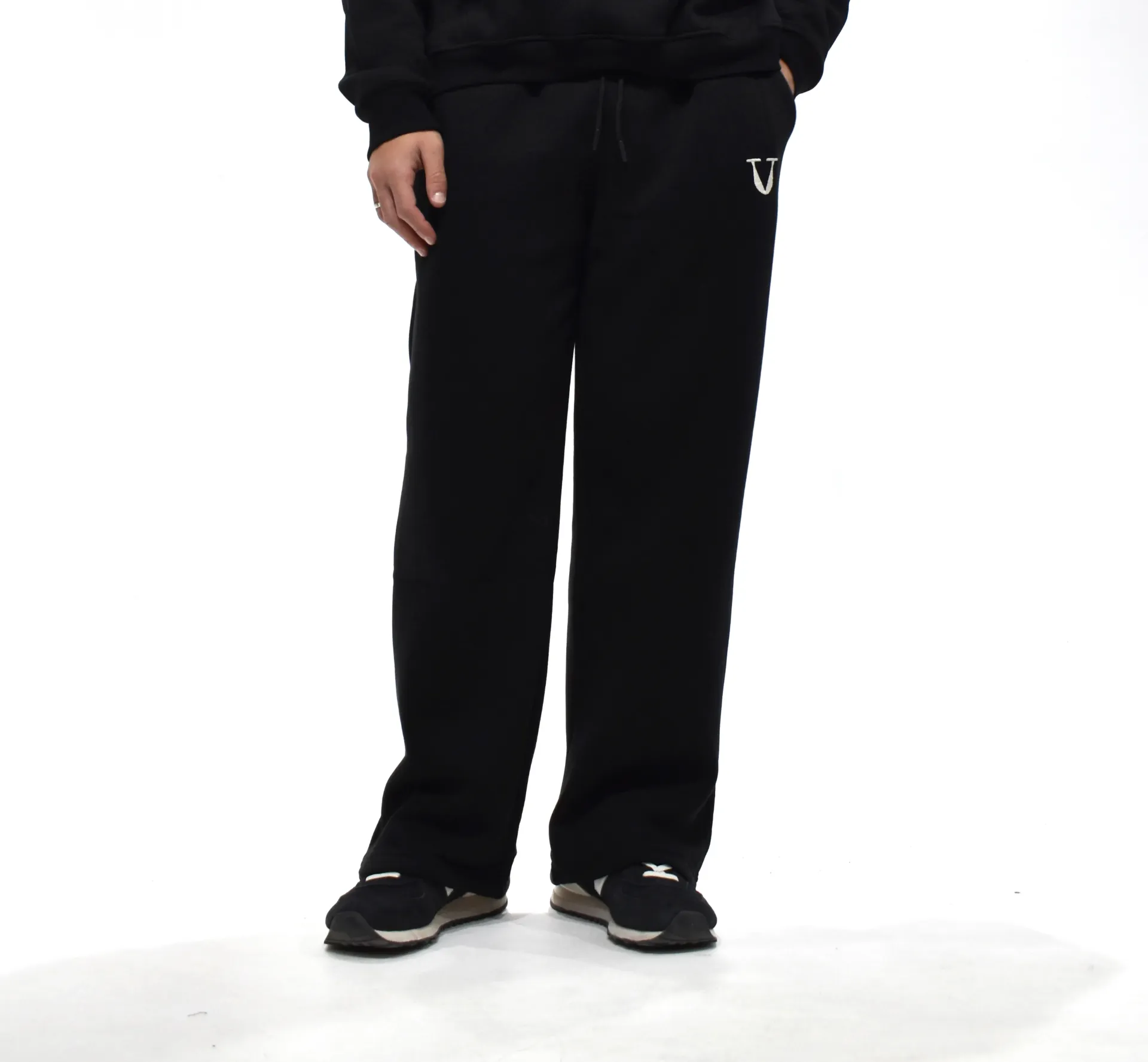 BASIC SWEATPANTS WIDE LEG - BLACK (SMALL)