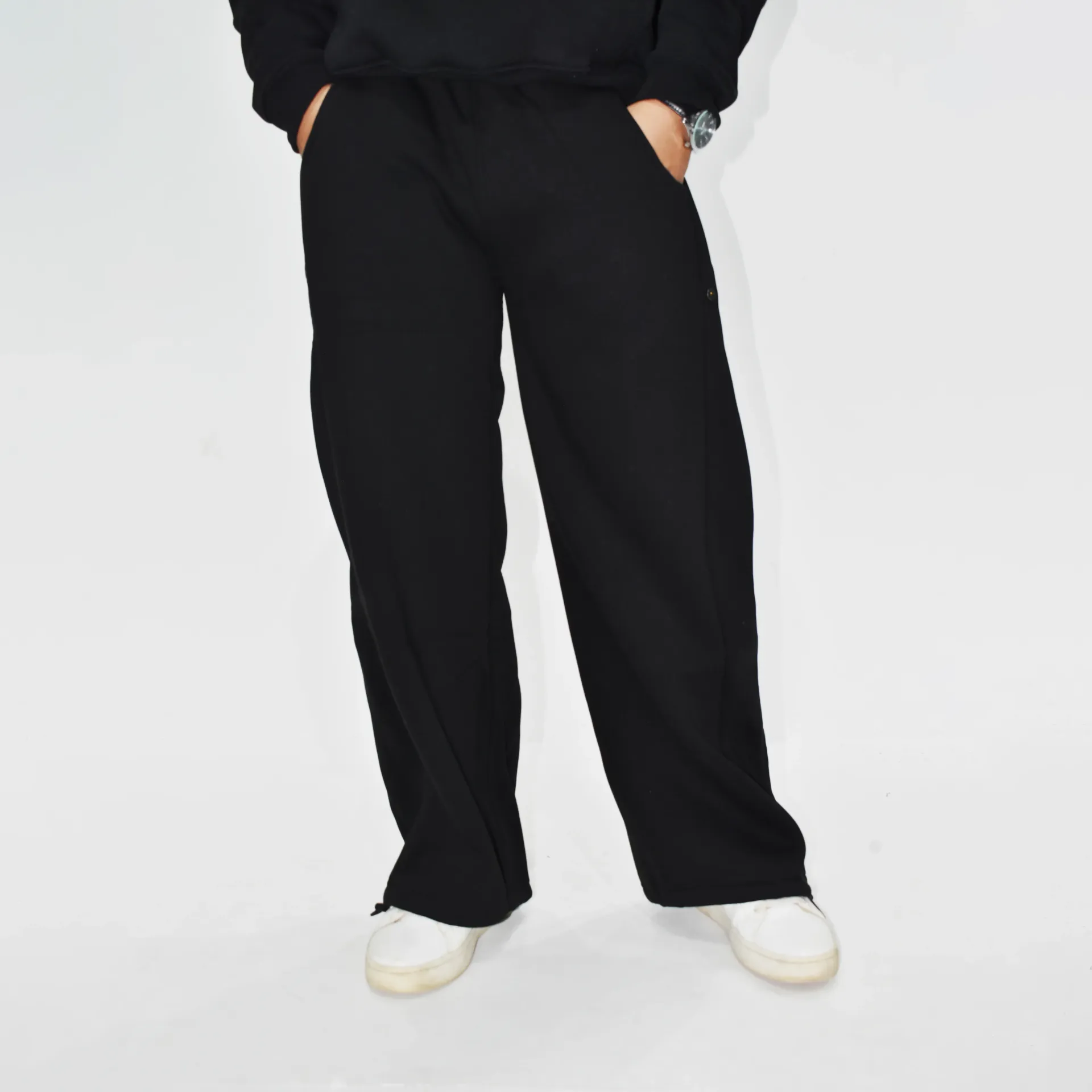 OVERSIZED CAPSULED SWEATPANTS STRAIGHT LEG - BLACK