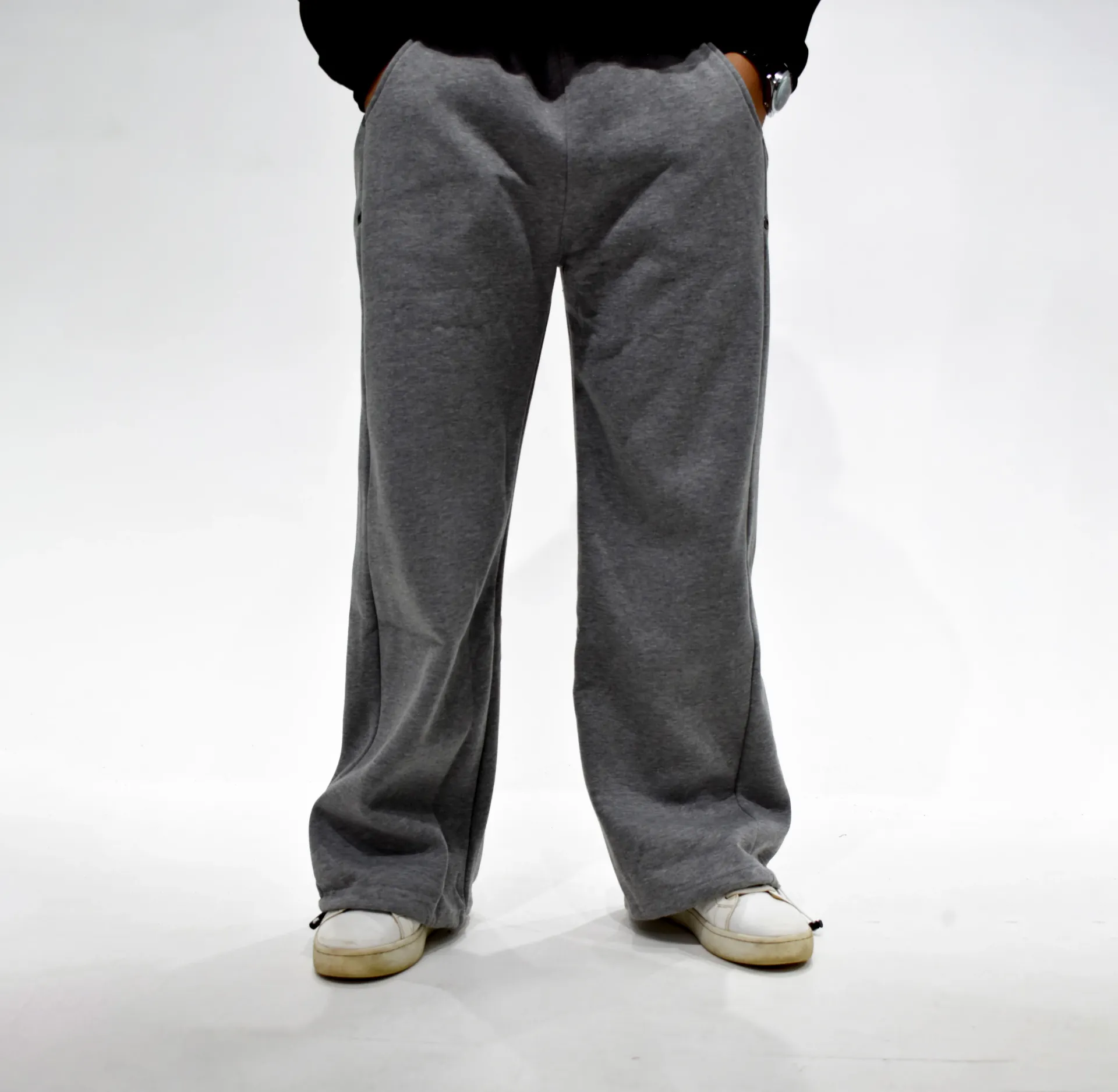 OVERSIZED CAPSULED SWEATPANTS STRAIGHT LEG - DARK GREY (SMALL)