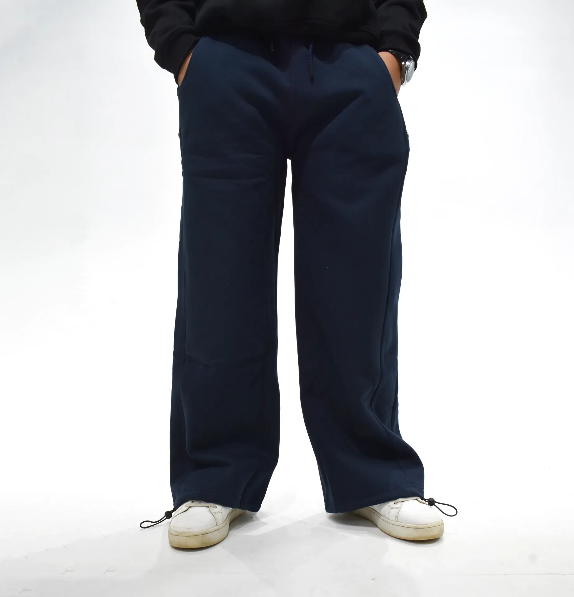 OVERSIZED CAPSULED SWEATPANTS STRAIGHT LEG - NAVY BLUE (SMALL)