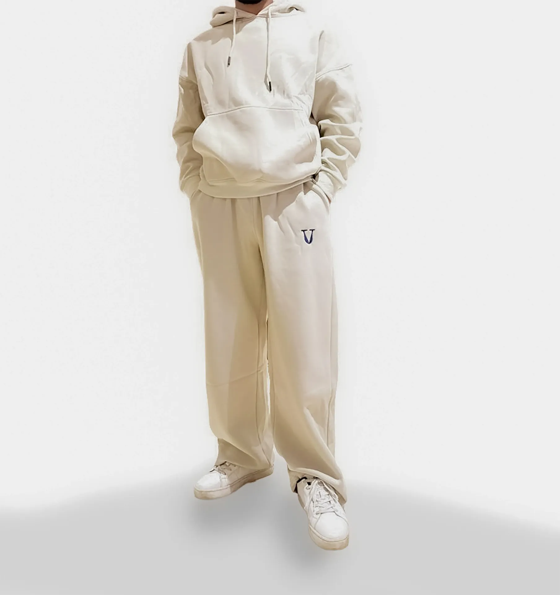 THE FULL DROP | HOODIE + BASIC PANTS + 2 PRINTS | OFF-WHITE (SMALL, SMALL)